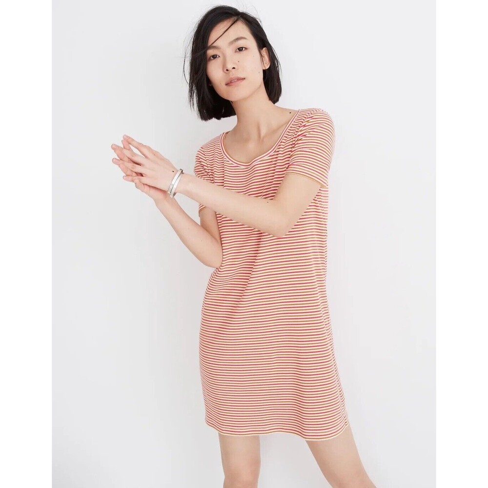 Madewell Red White Stripe Swingy Tee Mini  Dress Size XS
